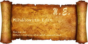 Mihálovits Edit névjegykártya